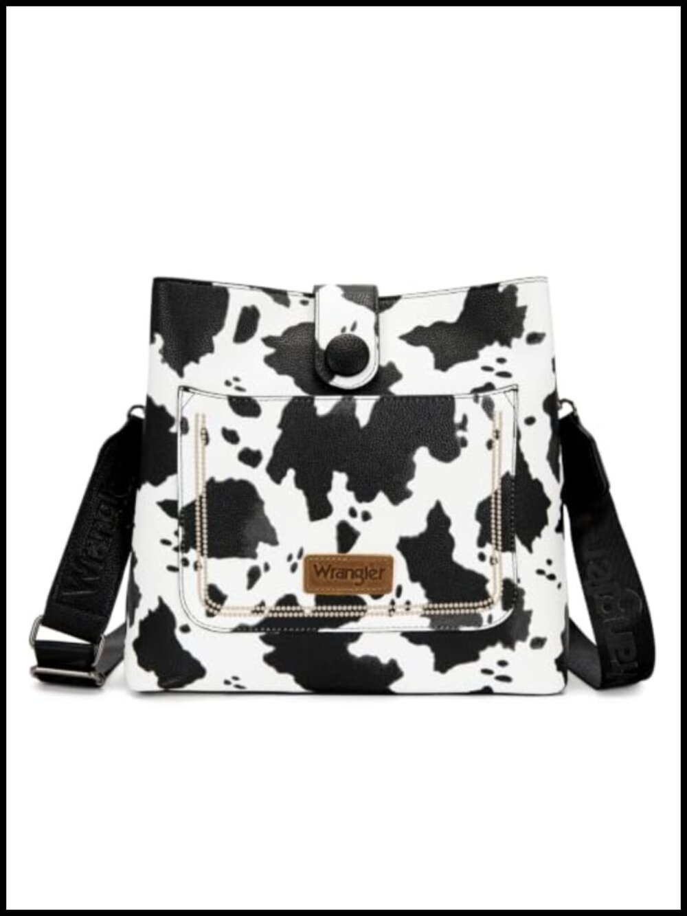 Faux Leather Crossbody Bucket Bag Wide Strap Everyday Shoulder Purse